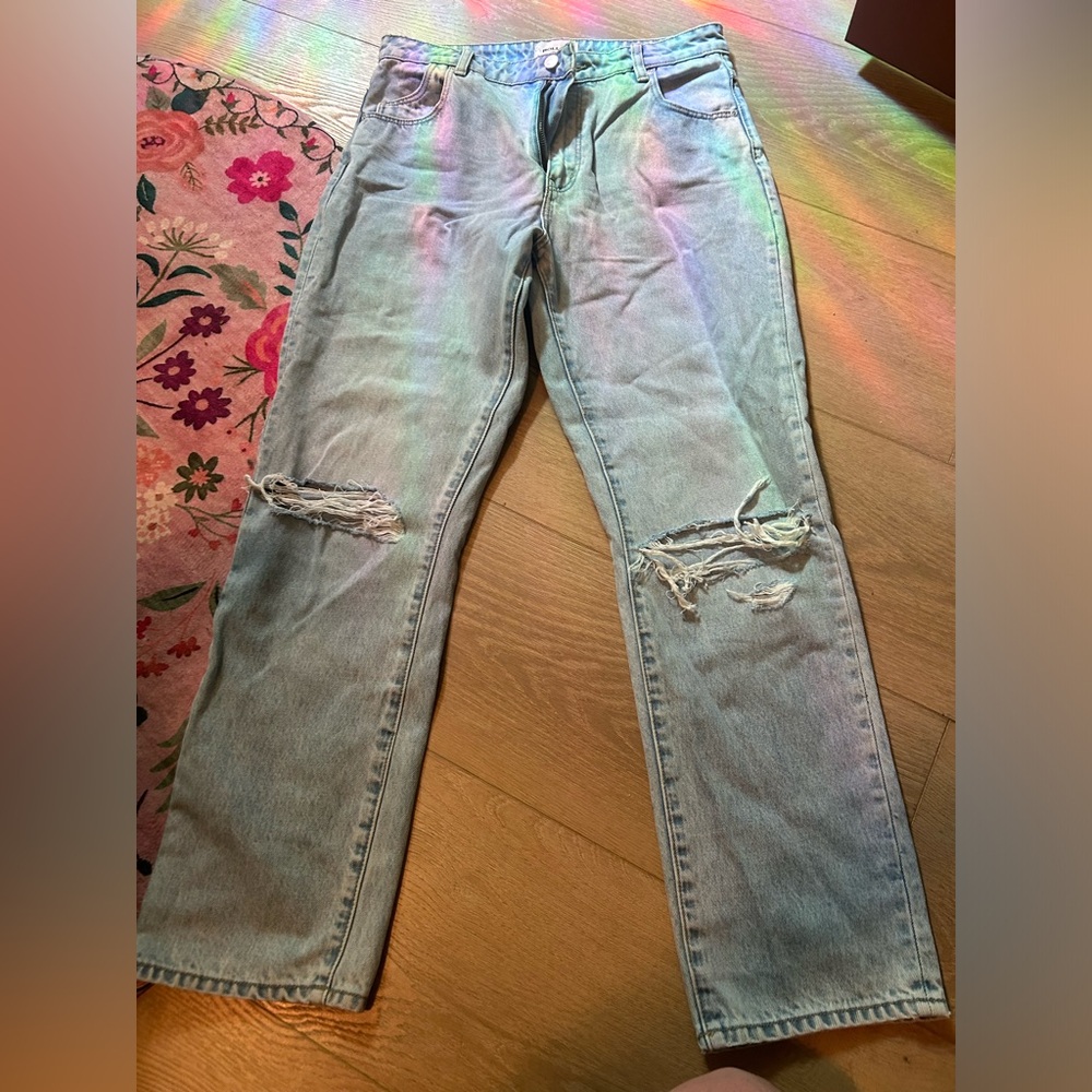 ROLLA'S Light Blue Distressed Slim Straight Jeans
